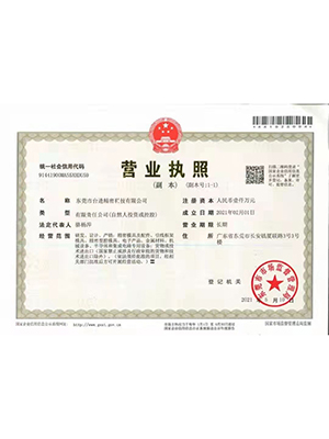 台进精密模具ISO9001质量体系证书